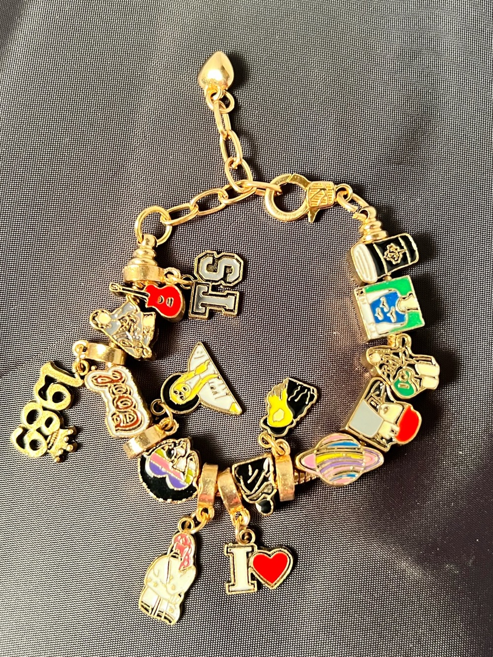 Unofficial Taylor Switch “Eras Tour” Gold Tone Charm Bracelet 8” Long